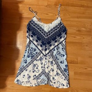 Small In Bloom by Jonquil Faux Lace Trim Patchwork Paisley Chemise Nightgown